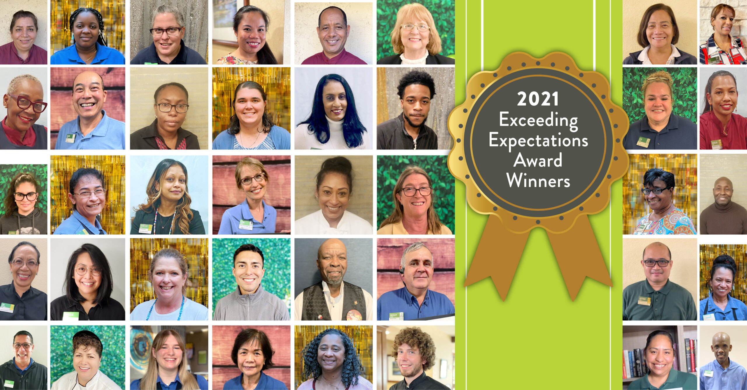 Collage of the Atria Senior Living 2021 Exceeding Expectations Award Winners.